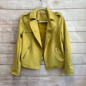 PHILOSOPHY FAUX LEATHER BLAZER IN MUSTARD YELLOW